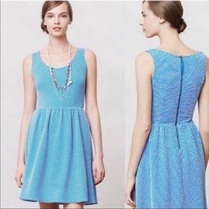 Anthropologie Maeve caldera blue polka dot dress